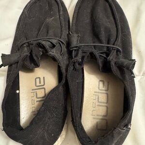 Hey Dude Black Loafers with Suede-like Finish